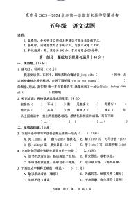 广东省惠州市惠东县2023-2024学年五年级上学期期末抽考语文试卷