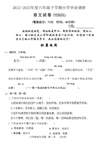 河南省新乡市红旗区2022-2023年度六年级下学期小学毕业调研语文试卷(统编版)(附答案)