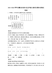 2021-2022学年安徽安庆迎江区五年级上册语文期末试卷及答案