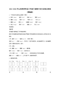 2021-2022年山东菏泽单县六年级下册期中语文试卷及答案(部编版)