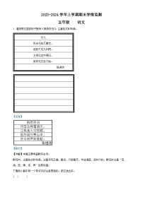 2023-2024学年河南省郑州市金水区文化路第一小学教育集团部编版五年级上册期末考试语文试卷