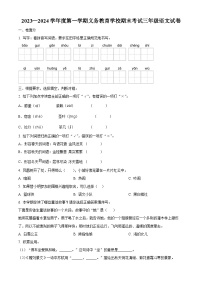 2023-2024学年安徽省芜湖市南陵县部编版三年级上册期末考试语文试卷（原卷版+解析版）