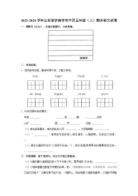 2023-2024学年山东省济南市市中区五年级上学期期末语文试卷（含答案）