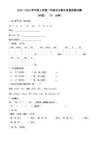 2023-2024学年山东省泰安市宁阳县蒋集镇部编版一年级上册期末考试语文试卷（原卷版+解析版）