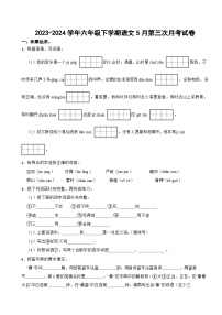 六年级下学期5月第三次月考语文试卷（原卷+答案与解释）2023-2024学年部编版