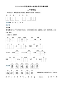 2023-2024学年山东省枣庄市山亭区部编版三年级上册期末考试语文试卷