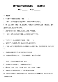 统编版语文六年级下册期中复习字词专项训练—成语专项（含答案+详细解析）