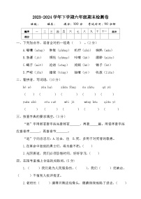 期末测试卷-2023-2024学年语文六年级下册统编版