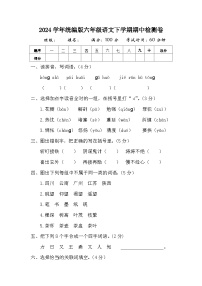2024学年统编版六年级语文下学期期中检测卷