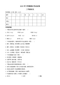 2023-2024学年湖南省邵阳市武冈市部编版三年级上册期末考试语文试卷（原卷版+解析版）