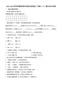 2023-2024学年河南省郑州市综合实验区部编版三年级上册期末考试语文试卷（原卷版+解析版）