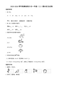 2023-2024学年海南省海口市部编版一年级上册期末考试语文试卷（原卷版+解析版）