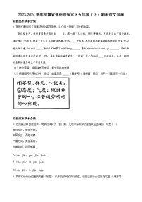 2023-2024学年河南省郑州市金水区部编版五年级上册期末考试语文试卷（原卷版+解析版）