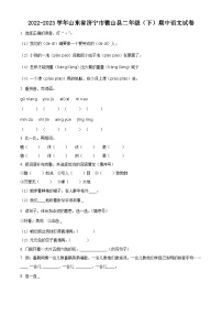 2022-2023学年山东省济宁市微山县部编版二年级下册期中考试语文试卷（原卷版+解析版）