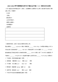 2023-2024学年湖南省长沙市开福区部编版五年级上册期末考试语文试卷（原卷版+解析版）