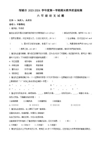 2023-2024学年山东省济宁市邹城市部编版六年级上册期末考试语文试卷（原卷版+解析版）