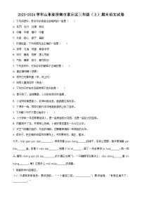 2023-2024学年山东省济南市章丘区部编版三年级上册期末考试语文试卷（原卷版+解析版）