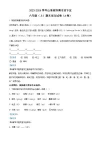 2023-2024学年山东省济南市历下区部编版六年级上册期末考试语文试卷（A卷）（原卷版+解析版）