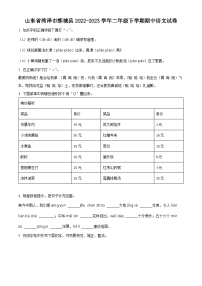 2022-2023学年山东省菏泽市鄄城县部编版二年级下册期中考试语文试卷（原卷版+解析版）