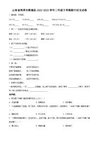 2022-2023学年山东省菏泽市鄄城县部编版三年级下册期中考试语文试卷（原卷版+解析版）