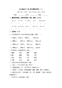 五年级语文下册 期中模拟试卷（一）（部编版 含答案）