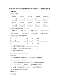 2023-2024学年山东省淄博市淄川区三年级上学期期末语文试卷（含答案）