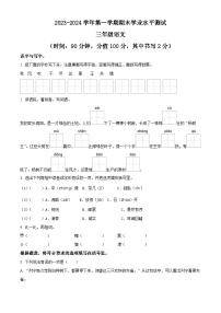 2023-2024学年江苏省宿迁市泗阳县部编版三年级上册期末考试语文试卷（原卷版+解析版）