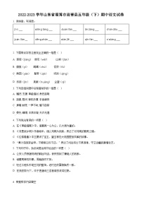 2022-2023学年山东省淄博市高青县部编版五年级下册期中考试语文试卷（原卷版+解析版）