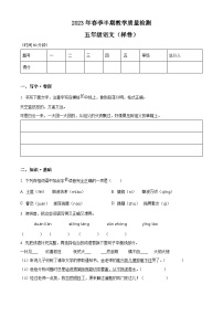 2022-2023学年四川省绵阳市部编版五年级下册期中考试语文试卷（原卷版+解析版）