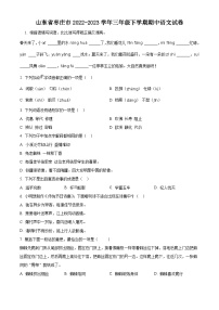 2022-2023学年山东省枣庄市部编版三年级下册期中考试语文试卷（原卷版+解析版）