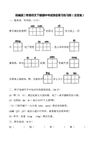 统编版二年级语文下册期中考试综合复习练习题（含答案）