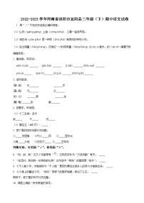 2022-2023学年河南省洛阳市宜阳县部编版二年级下册期中考试语文试卷（原卷版+解析版）