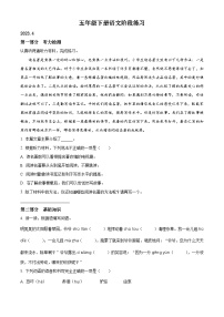 2022-2023学年安徽省合肥市新站高新技术产业开发区部编版五年级下册期中考试语文试卷（原卷版+解析版）