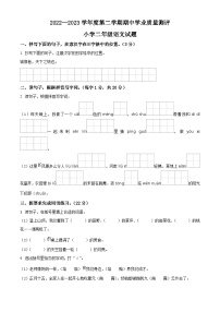 2022-2023学年山东省菏泽市成武县部编版二年级下册期中考试语文试卷（原卷版+解析版）