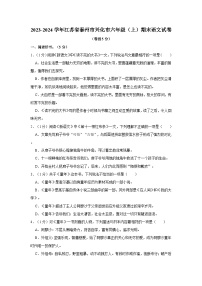 江苏省泰州市兴化市2023-2024学年六年级上学期期末语文试题（含答案）