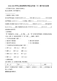 2022-2023学年山东省菏泽市单县部编版五年级下册期中考试语文试卷（原卷版+解析版）