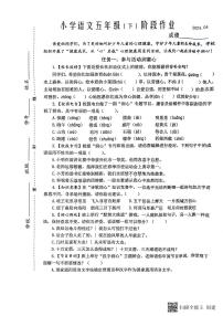 江苏省泰州市兴化市2023-2024学年五年级下学期期中语文试卷