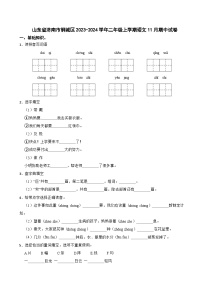 山东省济南市钢城区2023-2024学年二年级上学期语文11月期中试卷