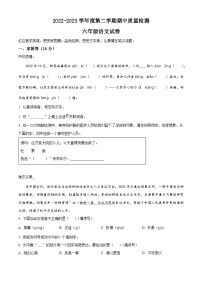 2022-2023学年河北省秦皇岛市抚宁区部编版六年级下册期中考试语文试卷（原卷版+解析版）