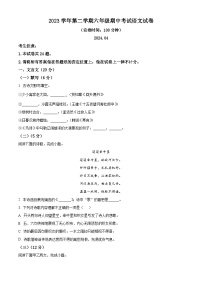 上海市松江区2023-2024学年六年级（五四学制）下学期期中语文试题（原卷版+解析版）