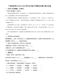 2022-2023学年广东省东莞市部编版五年级下册期中考试语文试卷（原卷版+解析版）