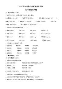 2023-2024学年山东省菏泽市郓城县部编版六年级下册期中考试语文试卷（原卷版+解析版）