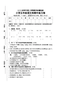 2023-2024学年部编版小学语文五年级下册期中检测练习卷（含答案）