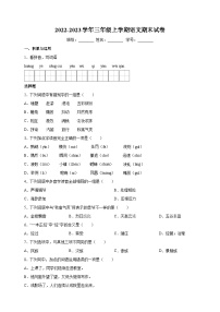 统部编版语文三年级上学期期末测试卷（含答案解析）