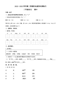 2022-2023学年广东省深圳市宝安区振兴学校部编版二年级下册期中考试语文试卷（原卷版+解析版）