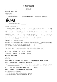 2023-2024学年山东省菏泽市牡丹区部编版六年级下册期中考试语文试卷（原卷版+解析版）