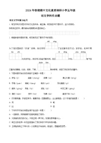 2023-2024学年河南省南阳市方城县部编版五年级下册期中考试语文试卷（原卷版+解析版）