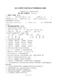 四川省广元市苍溪县2023-2024学年六年级下学期期中考试语文试题