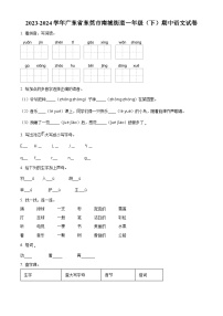 2023-2024学年广东省东莞市南城街道部编版一年级下册期中考试语文试卷（原卷版+解析版）