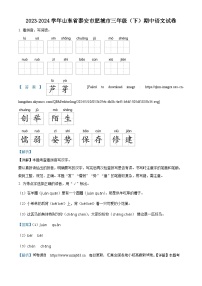 2023-2024学年山东省泰安市肥城市部编版三年级下册期中考试语文试卷